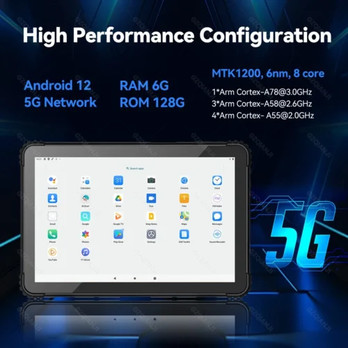 10.01 inch Android 12 Industrial Tablet PDA with 1D 2D Barcode Scanner Reader Rugged Android Wifi Model 5G Network IP67 Device 2