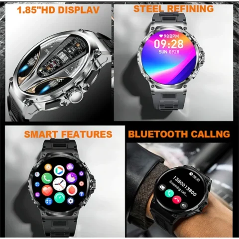 2024 New 1.85 Inch HD Bluetooth Call Smart Watch Men Sports Fitness Tracker Heart Monitor 710mAh Smartwatch For XIAOMI Android - Image 3