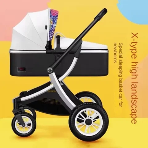 Baby 3 in 1 stroller High Landscape Baby Carriage with car seat Two-way Shock-absorbing Lightweight Folding Newborn Stroller - Image 6