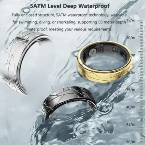 Smart Ring for Men Women, Heart Rate and Blood Oxygen Monitor, IP68 & 5ATM Waterproof, Multi-sport Mode - Image 3