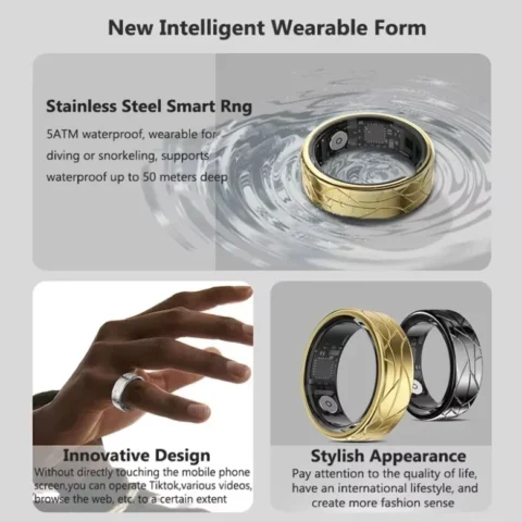 Smart Ring for Men Women, Heart Rate and Blood Oxygen Monitor, IP68 & 5ATM Waterproof, Multi-sport Mode - Image 4