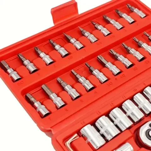 Drive Socket Set 46PCS 1/4 inch, Metric Ratchet Wrench Set with 4-14mm. - Image 4