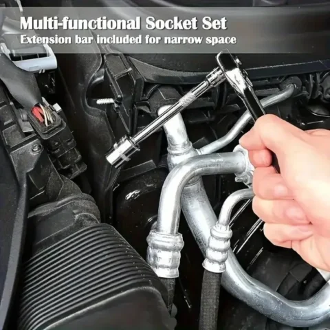 Drive Socket Set 46PCS 1/4 inch, Metric Ratchet Wrench Set with 4-14mm. - Image 5